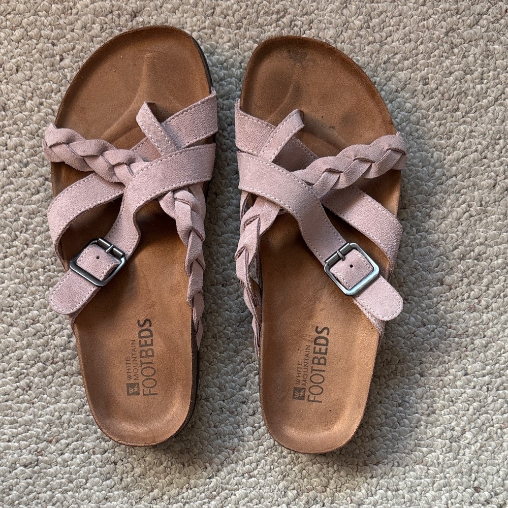 White Mountain Footbeds Harrington Braided Sandals in Pink